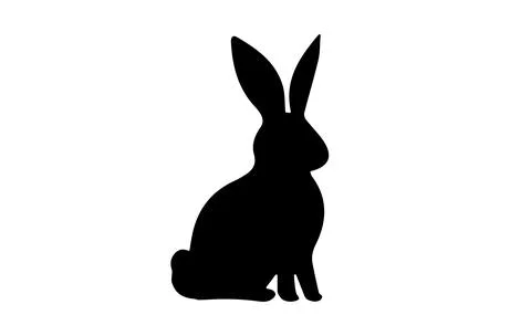 Black Rabbit silhouette. Easter Bunny. Isolated on white background. A simple Stock Illustration