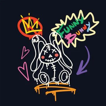 Black rabbit teddy poster Stock Illustration