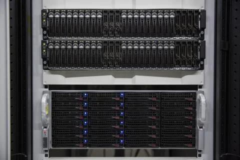 Black rack mounted server tower Stock Photos