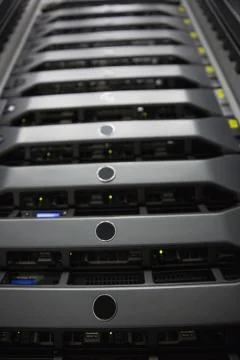 Black rack mounted server tower Stock Photos