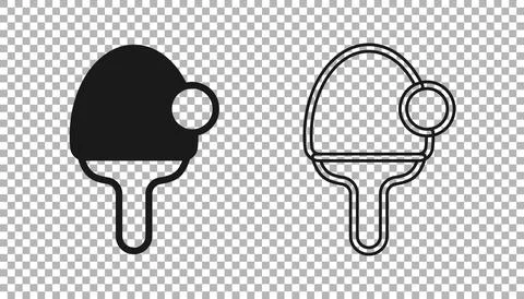 Black Racket for playing table tennis icon isolated on transparent background Ilustração Stock