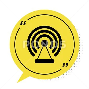 Black Radar icon isolated on white background. Search system. Satellite ...