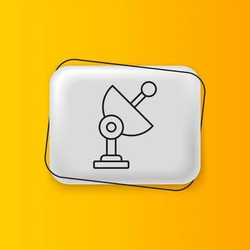 Black Radar icon isolated on yellow background. Search system. Satellite si.. Stock Illustration