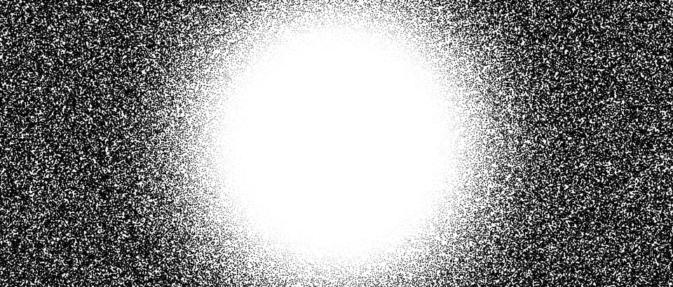Black radial stipple gradient texture. Grunge dotted noise background. Black Illustrazione stock