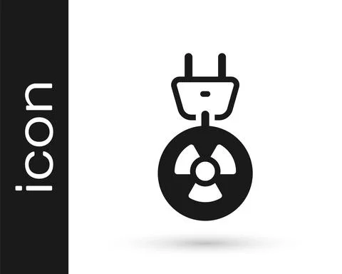 Black Radiation electrical plug icon isolated on white background. Nuclear Stock Illustration
