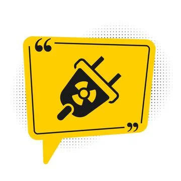 Black Radiation electrical plug icon isolated on white background. Nuclear .. Illustrazione stock