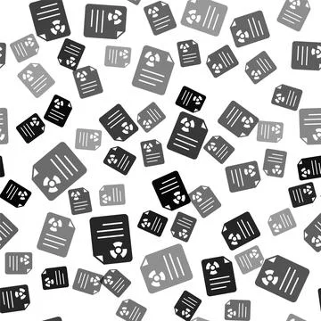 Black Radiation warning document icon isolated seamless pattern on white Illustrazione stock