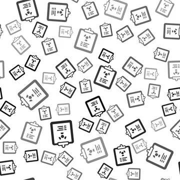 Black Radiation warning document icon isolated seamless pattern on white Illustrazione stock