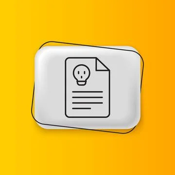 Black Radiation warning document icon isolated on yellow background. Text f.. Illustrazione stock