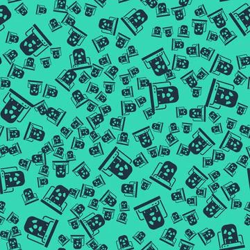 Black Radioactive warning lamp icon isolated seamless pattern on green イラスト素材