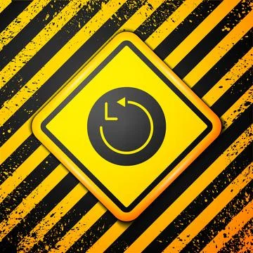 Black Radius icon isolated on yellow background. Warning sign. Vector Stock Illustration