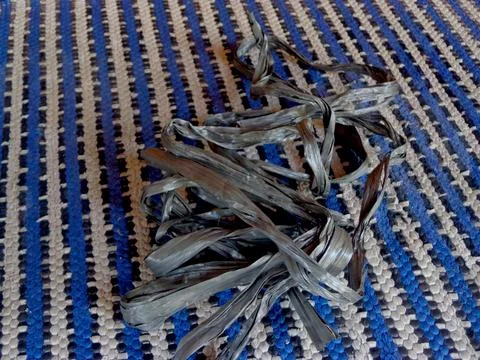 Black raffia rope made of plastic Foto stock