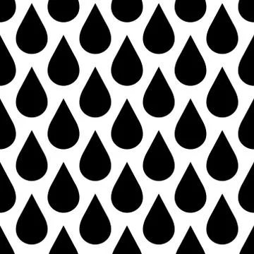 Black rain drop seamless pattern background. Water and bad weather theme. Vector Stock Illustration