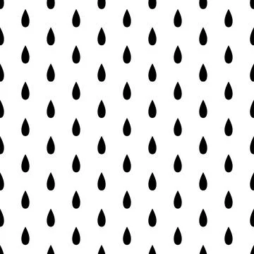 Black Rain Drop Seamless on White Background Stock Illustration