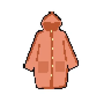 Black rain jacket pixel art vector illustration Stock Illustration