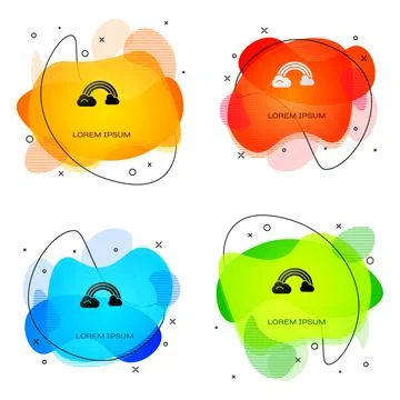 Black Rainbow with clouds icon isolated on white background. Abstract banne.. Stock Illustration