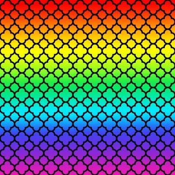 Black Rainbow Quatrefoil Seamless Pattern Stock Illustration