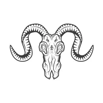 Black ram skull element vector art concept  design Stock Illustration