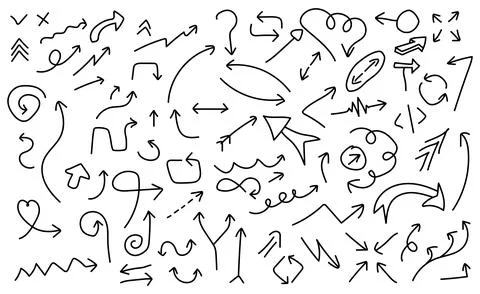 Black random line arrows set. Collection of web signs black arrows. Vector il Stock Illustration