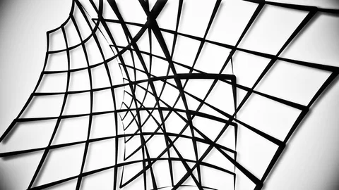 Black random pattern lines abstract white background Stock Footage