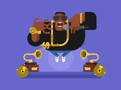 Black rapper character Stock Illustration