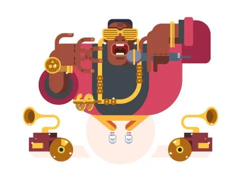 Black rapper character Stock Illustration