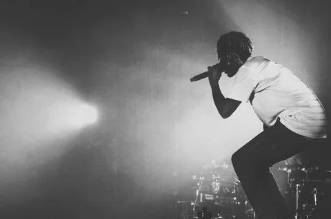 Black rapper on stage Stock Photos