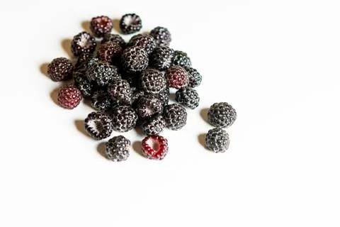 Black raspberry is fragrant and delicious on a white background. Foto stock