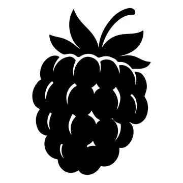 Black Raspberry Silhouette Icon Isolated on White Background Vector Illustr.. Stock Illustration