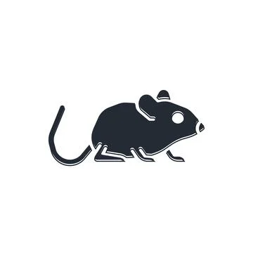 Black Rat icon isolated on white background. Mouse sign. Animal symbol.  Vect Stock Illustration