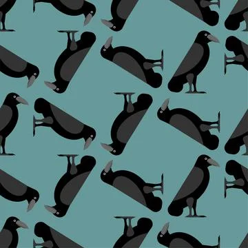 Black Raven Pattern seamless . Black crow Background. symbol of death Stock Illustration