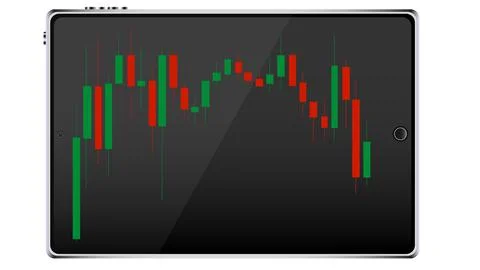 Black realistic big smart mobile tablet computer with Japanese candles, inter Stock Illustration