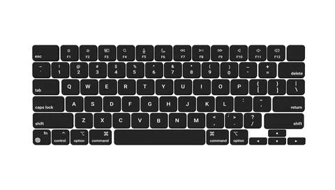Black realistic computer keyboard. Plastic wireless equipment Stock Illustration