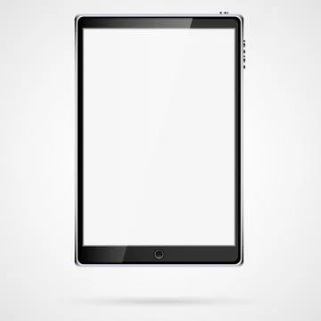Black realistic mobile touch smart tablet computer with a blank screen with a Illustrazione stock