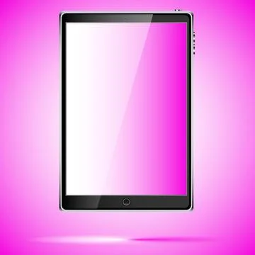 Black realistic mobile touch smart tablet computer with an unfilled screen wi Stock Illustration