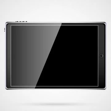 Black realistic mobile touch smart tablet computer with glossy black screen w Stockillustratie