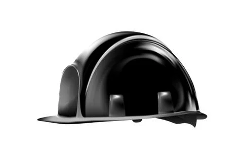 Black Realistic working hard hat, construction helmet isolated on white Stock Illustration