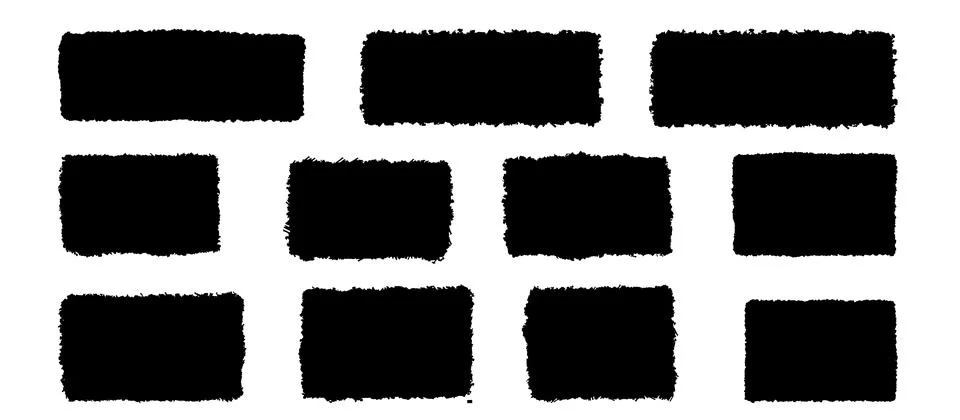 Black rectangle form with jagged edges. Ripped rectangular grunge shape Ilustración de archivo