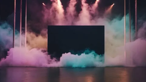 Black rectangle frame around slowly moving colorful smoke. Stock Footage 273953878