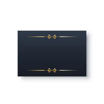 Black rectangle with gold frame, elegant white decor object with shine border Stock Illustration