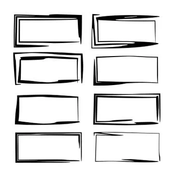 Black rectangle grunge frames. Geometric empty borders. Template for graphic  Stock Illustration