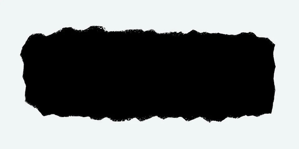 Black rectangle with grunge torn edges. Rough style frame silhouette. Ripped Stock Illustration