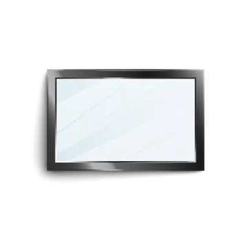 Black rectangle mirror frame with shiny glass surface Illustrazione stock