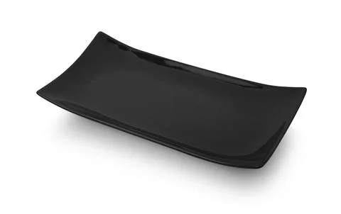 Black rectangle plate on white background. Stock Photos