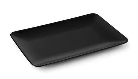 Black rectangle serving platter Black rectangle serving platter isolated o... Stock Photos