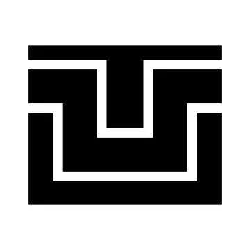 Black Rectangle Shaped Letter U Icon Stock Illustration