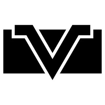 Black Rectangle Shaped Letter V Icon Stock Illustration