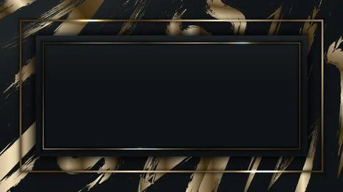 Black rectangle space and golden frame with abstract gold brush art pattern b イラスト素材