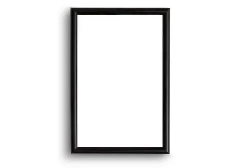 Black rectangular 2x3 frame hanging on the wall isolated Stock Photos