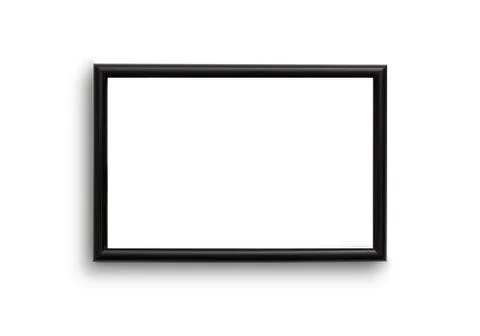 Black rectangular 2x3 frame hanging on the wall isolated Stock Photos